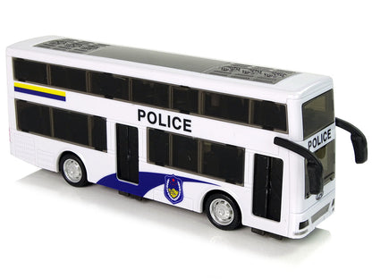 Policejní autobus dvoupatrový s natahovacím pohonem a zvuky bílý