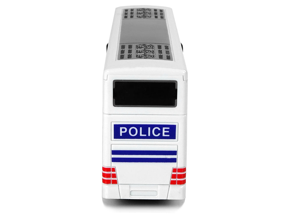 Policejní autobus dvoupatrový s natahovacím pohonem a zvuky bílý