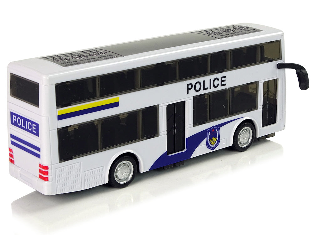 Policejní autobus dvoupatrový s natahovacím pohonem a zvuky bílý