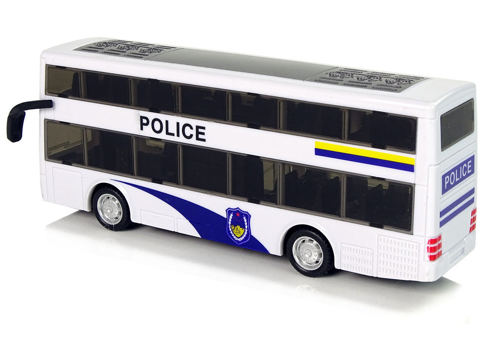 Policejní autobus dvoupatrový s natahovacím pohonem a zvuky bílý