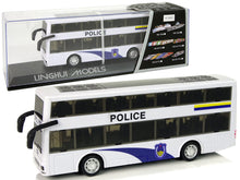 Policejní autobus dvoupatrový s natahovacím pohonem a zvuky bílý
