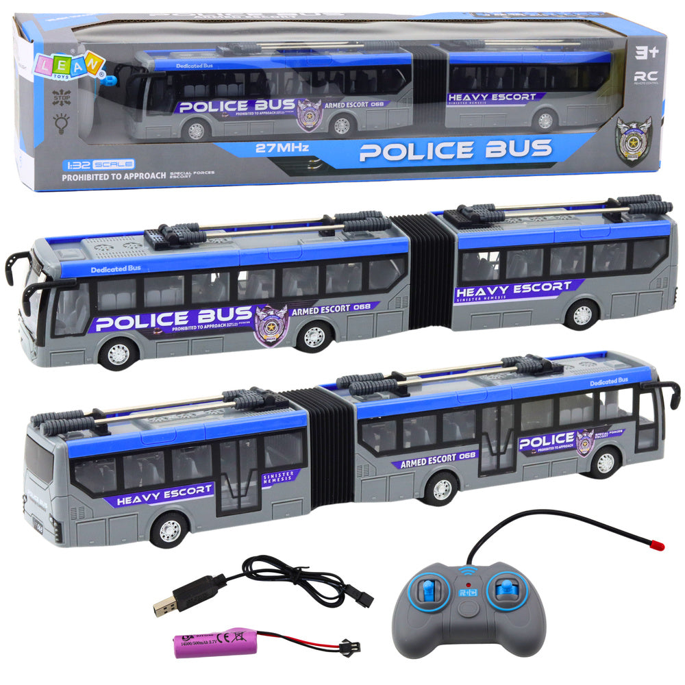 Policejní autobus na dálkové ovládání s kloubem LED světla šedý 1:32
