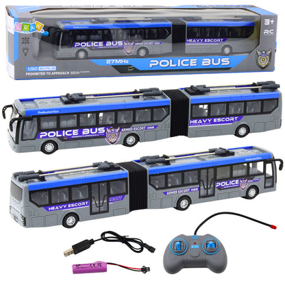 Policejní autobus na dálkové ovládání s kloubem LED světla šedý 1:32