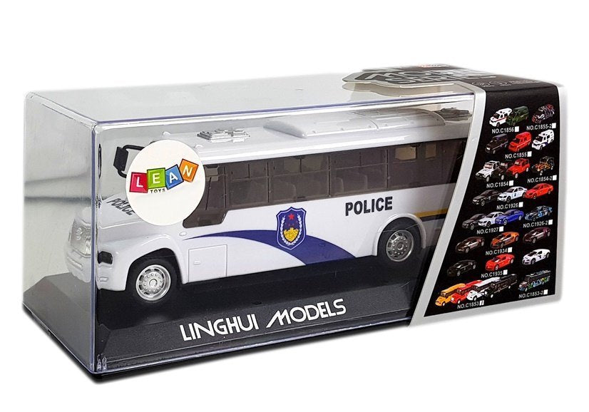 Policejní autobus s natahovacím pohonem a zvuky bílý