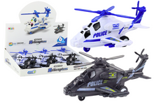 Policejní helikoptéra s frikčním pohonem světlo a zvuk bílá černá