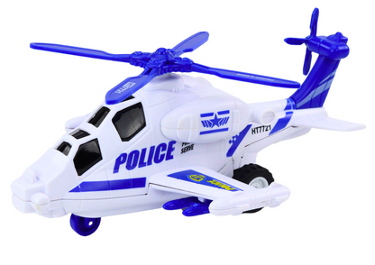 Policejní helikoptéra s frikčním pohonem světlo a zvuk bílá černá