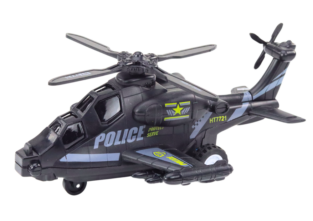 Policejní helikoptéra s frikčním pohonem světlo a zvuk bílá černá