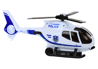 Policejní helikoptéra s jezdícím pohybem světly a zvuky bílá