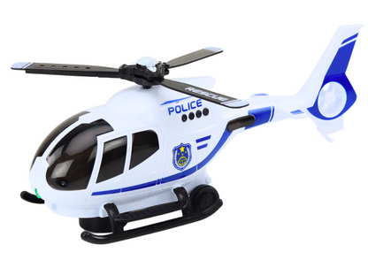 Policejní helikoptéra s jezdícím pohybem světly a zvuky bílá
