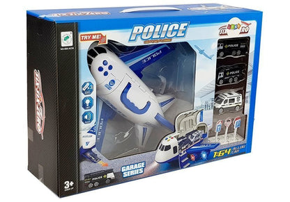 Policejní letadlo s autíčky 1:64 se světly a zvuky