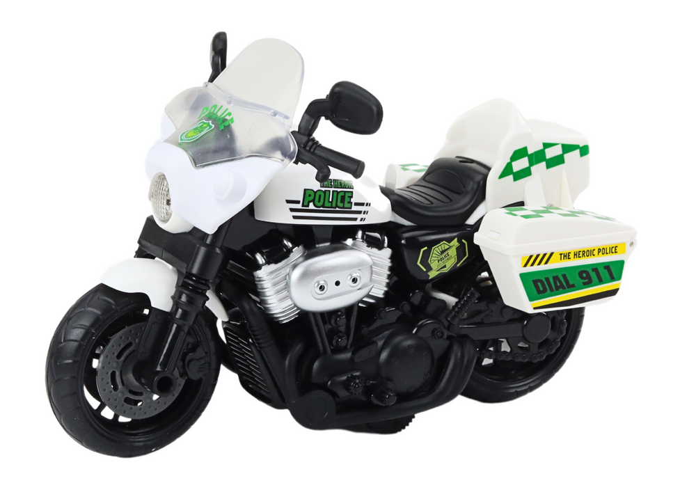 Policejní motocykl 1:10 se světly a zvuky bílý červený