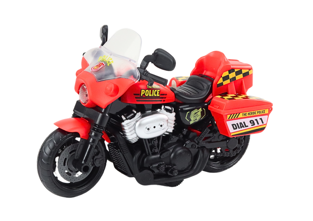 Policejní motocykl 1:10 se světly a zvuky bílý červený