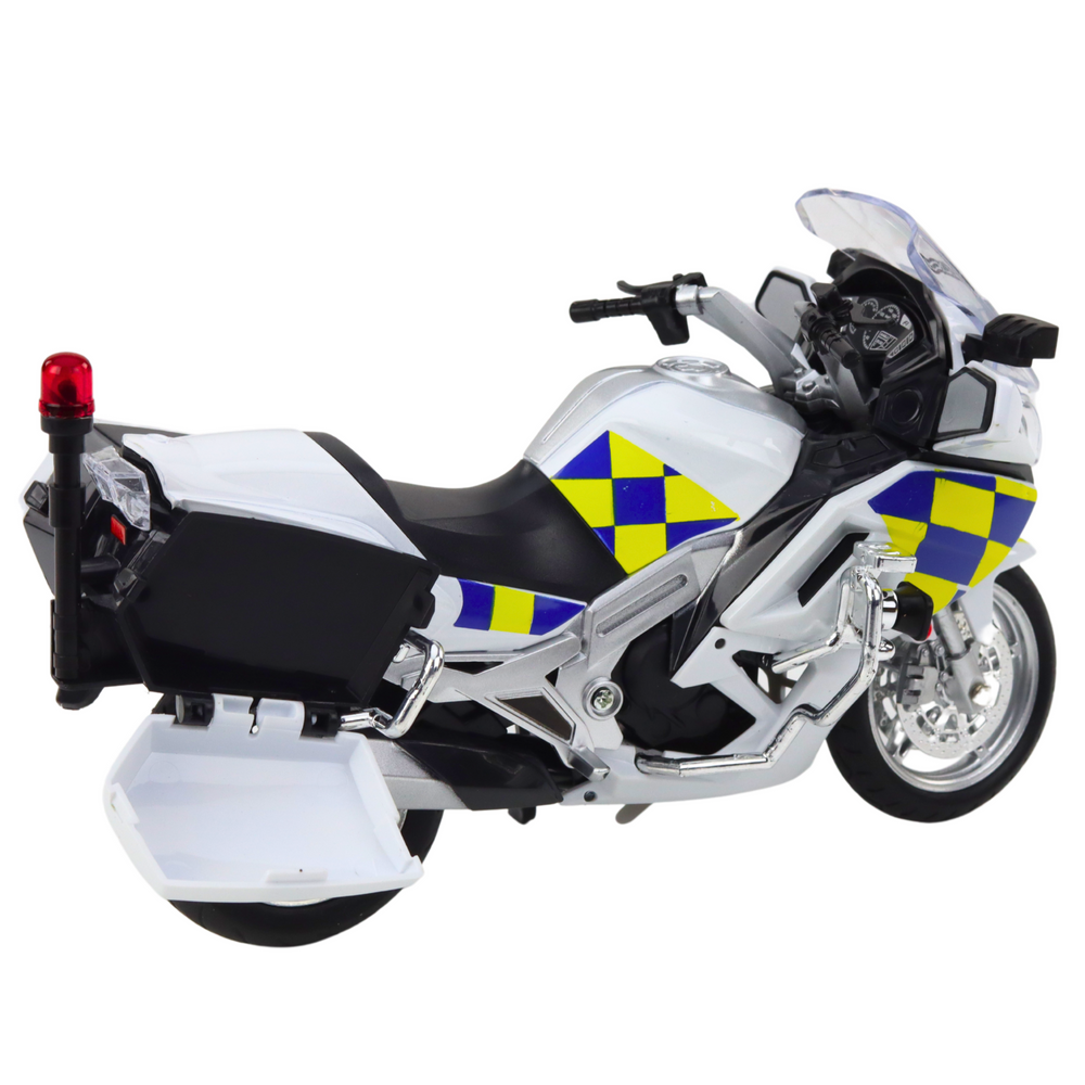 Policejní motocykl kovový – se světly a zvuky 1:12 | bílý