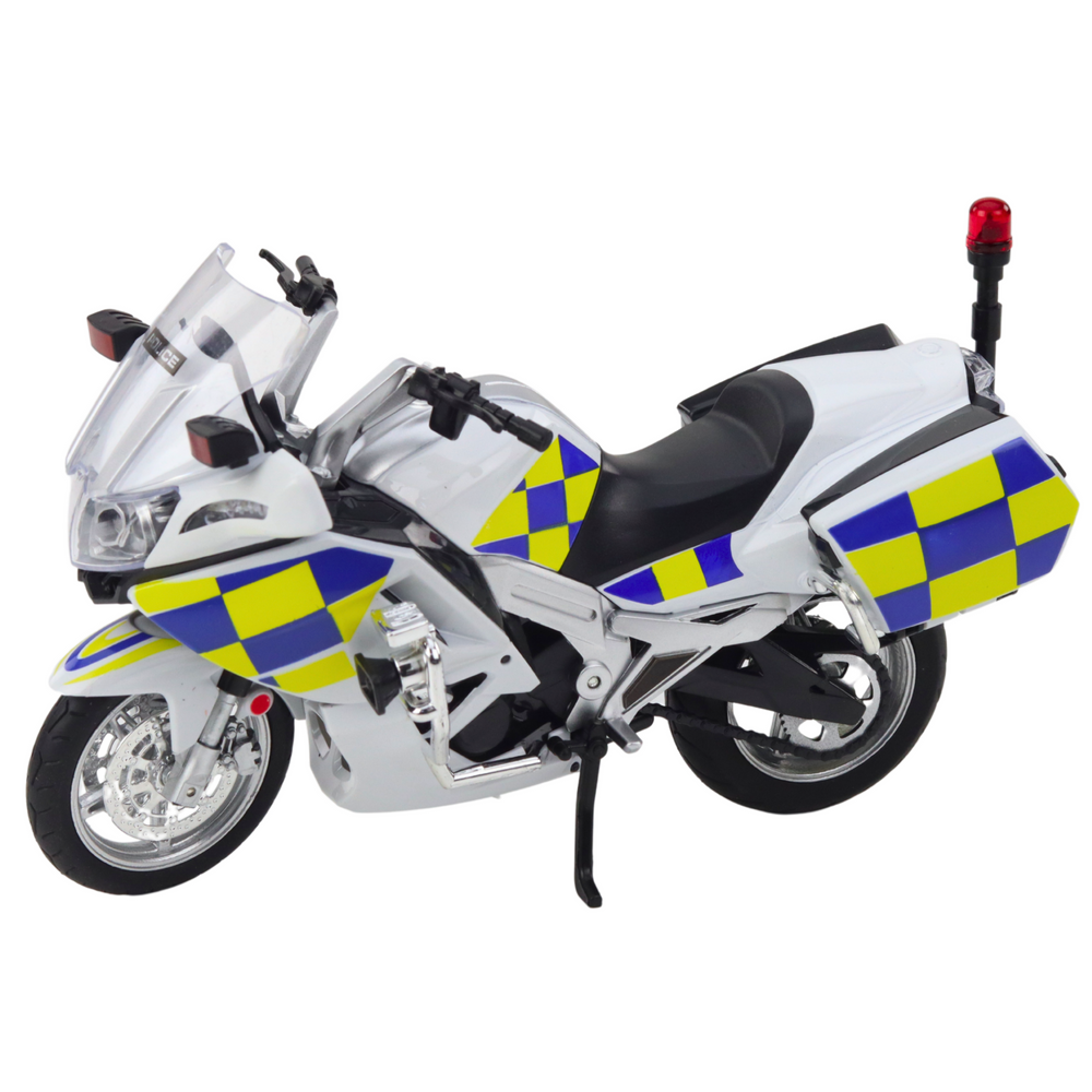 Policejní motocykl kovový – se světly a zvuky 1:12 | bílý