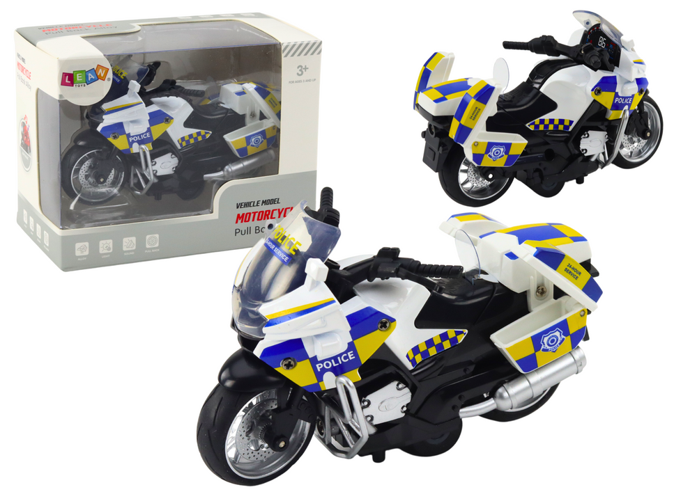 Policejní motocykl s fricčním pohonem světla zvuky na baterie