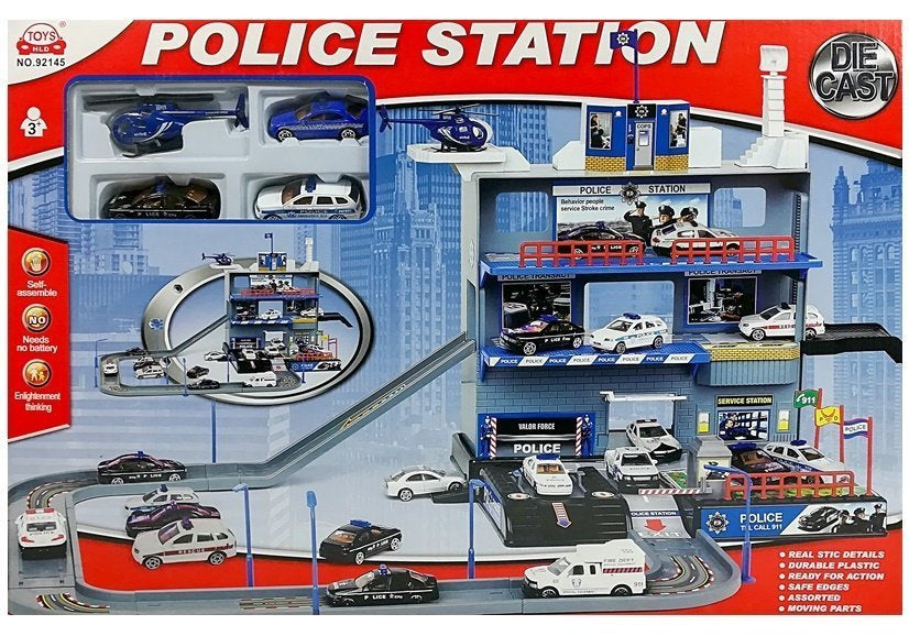 Policejní parking vícepatrový s heliportem a výtahem
