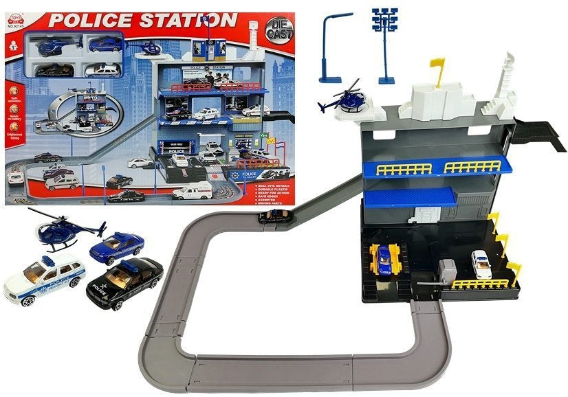 Policejní parking vícepatrový s heliportem a výtahem