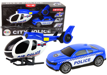 Policejní sada helikoptéra a auto – se zvuky a světly | modrá
