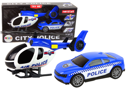 Policejní sada helikoptéra a auto – se zvuky a světly | modrá