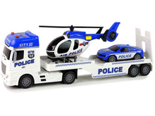 Policejní sada laweta autíčko helikoptéra – se zvuky a světly
