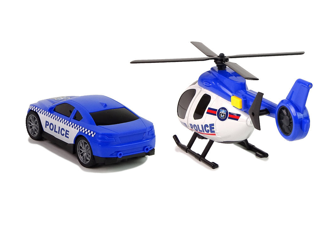 Policejní sada laweta autíčko helikoptéra – se zvuky a světly