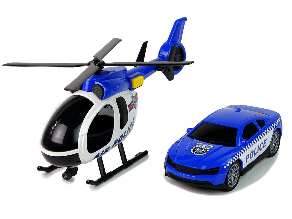 Policejní sada laweta autíčko helikoptéra – se zvuky a světly