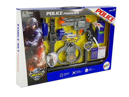 Policejní sada pistole pouzdro pouta dalekohled píšťalka odznak