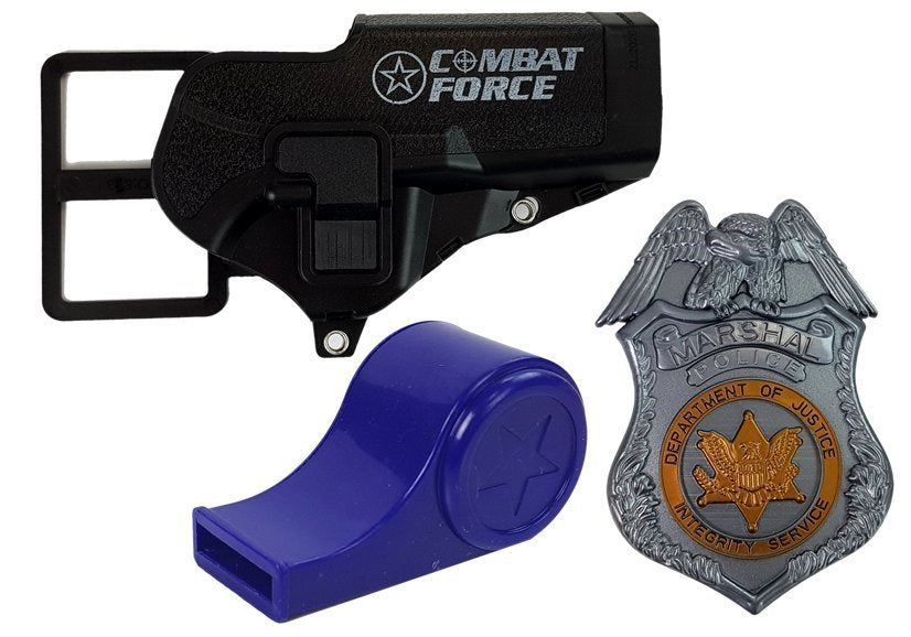 Policejní sada revolver 20cm s odznakem pouzdrem a píšťalkou