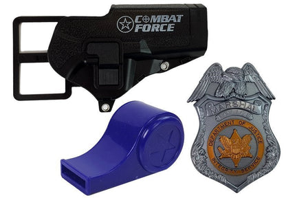 Policejní sada revolver 20cm s odznakem pouzdrem a píšťalkou