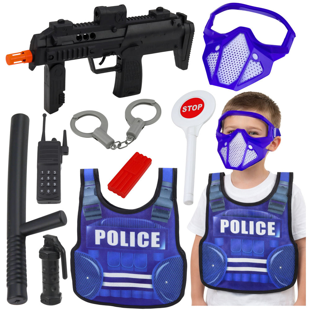 Policejní set s vestou, puškou a vysílačkou pro děti – 5 dílů