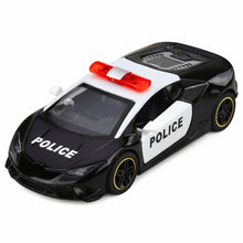 Policejní sportovní auto s motorem a zpětným pohonem černé 1:43
