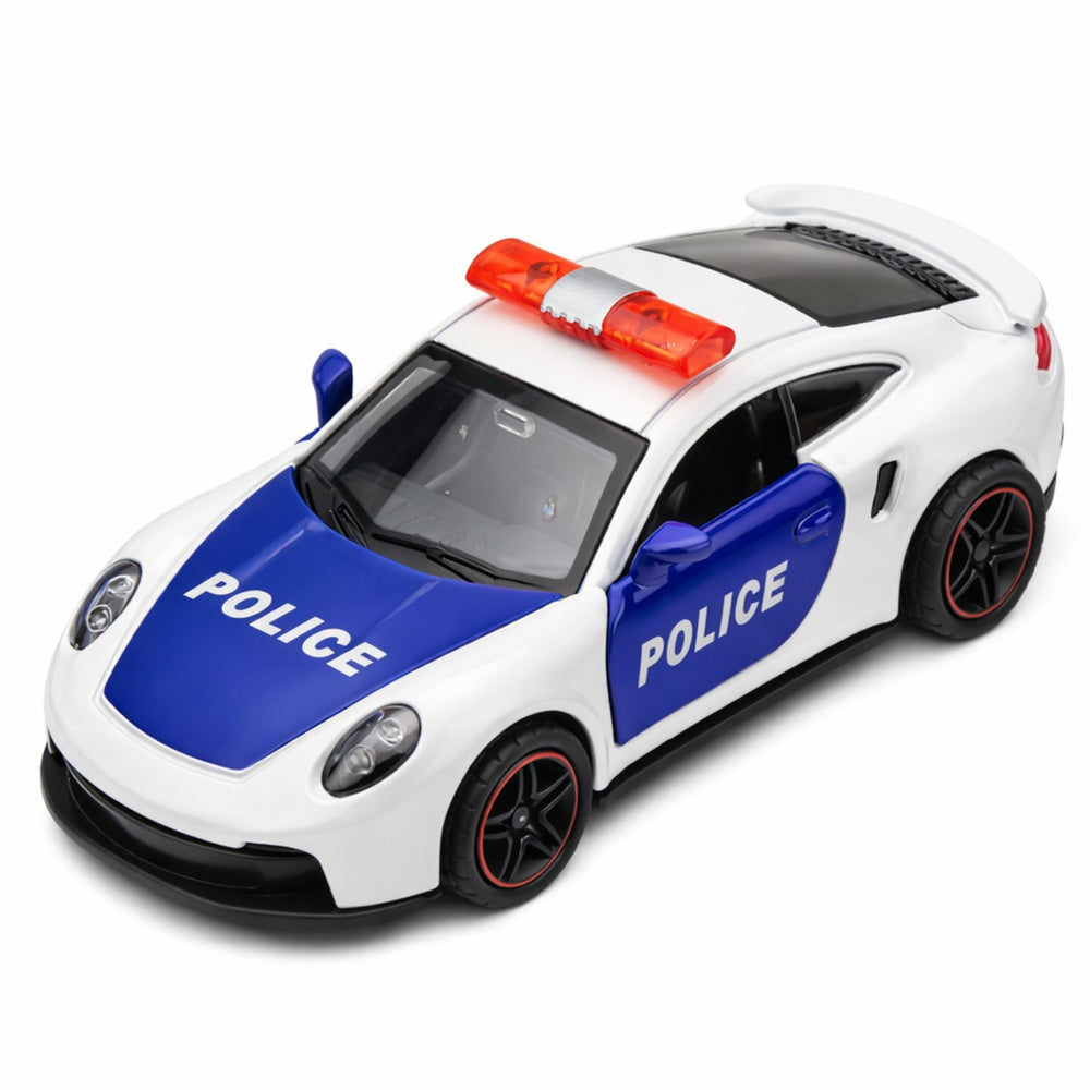 Policejní sportovní auto s motorkem 1:43 – bílé