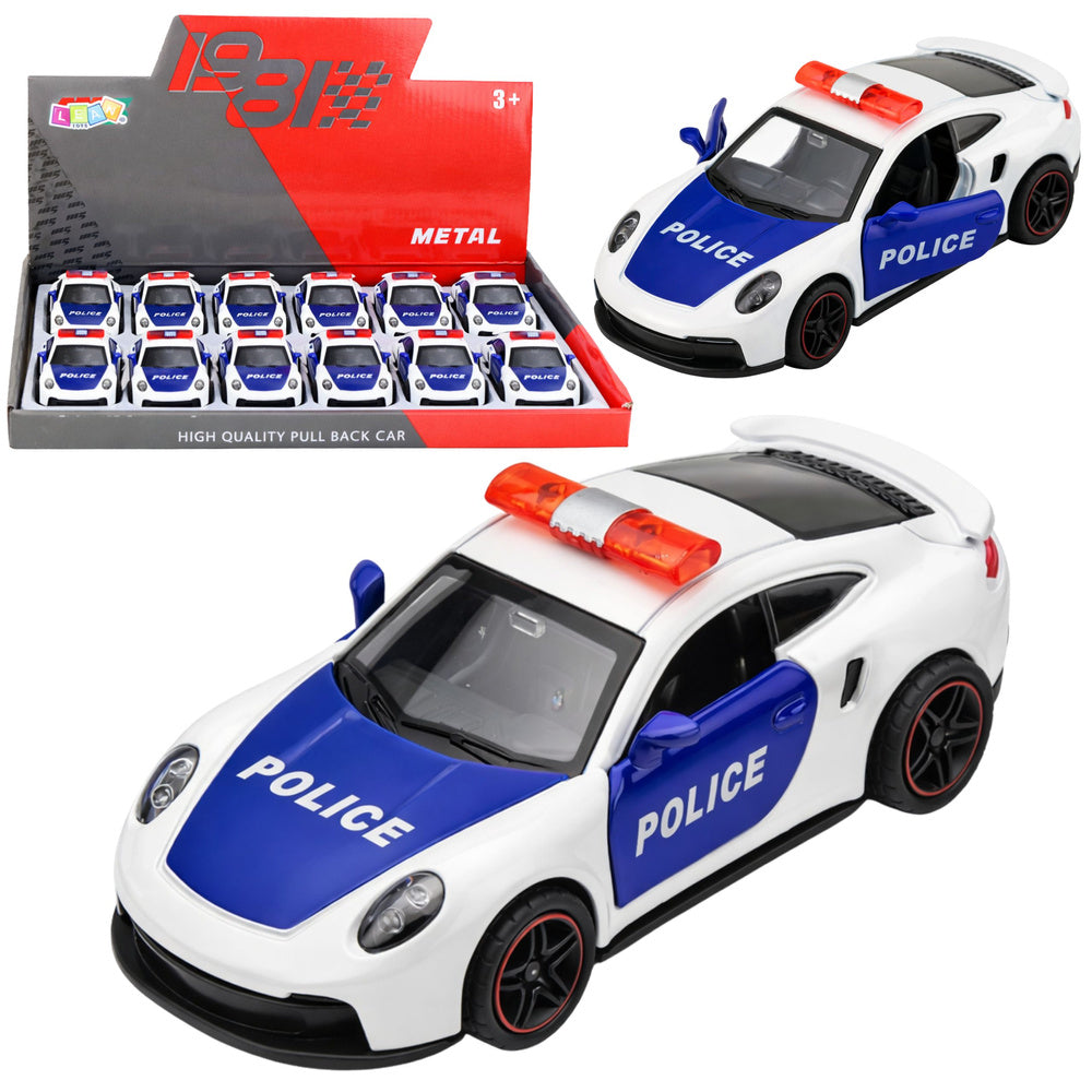 Policejní sportovní auto s motorkem 1:43 – bílé