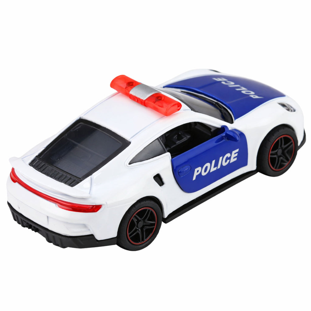 Policejní sportovní auto s motorkem 1:43 – bílé