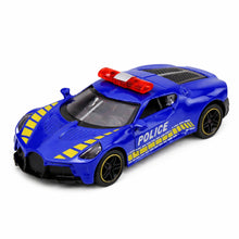 Policejní sportovní auto s motorkem - kovové modré 1:43