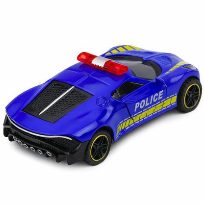 Policejní sportovní auto s motorkem - kovové modré 1:43