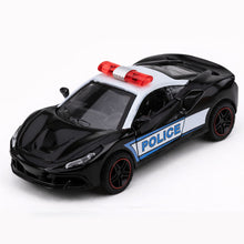 Policejní sportovní auto s pullback pohonem černé 1:43 – kovové