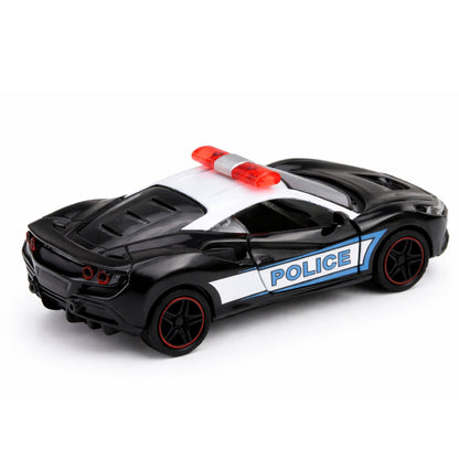 Policejní sportovní auto s pullback pohonem černé 1:43 – kovové