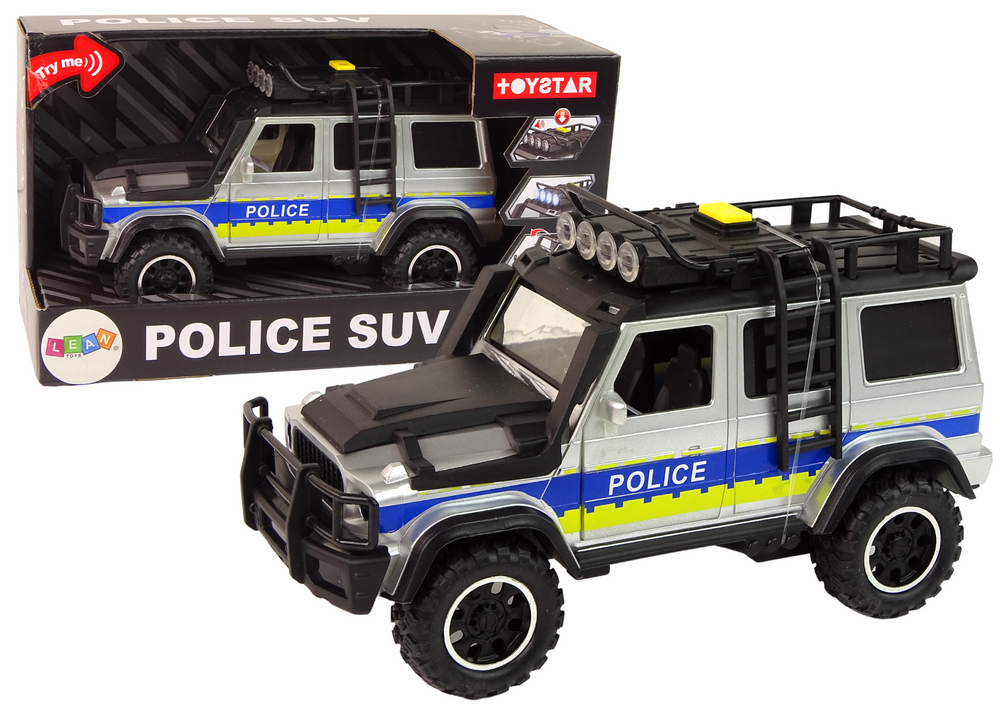 Policejní terénní auto 1:14 s třecím pohonem a zvuky