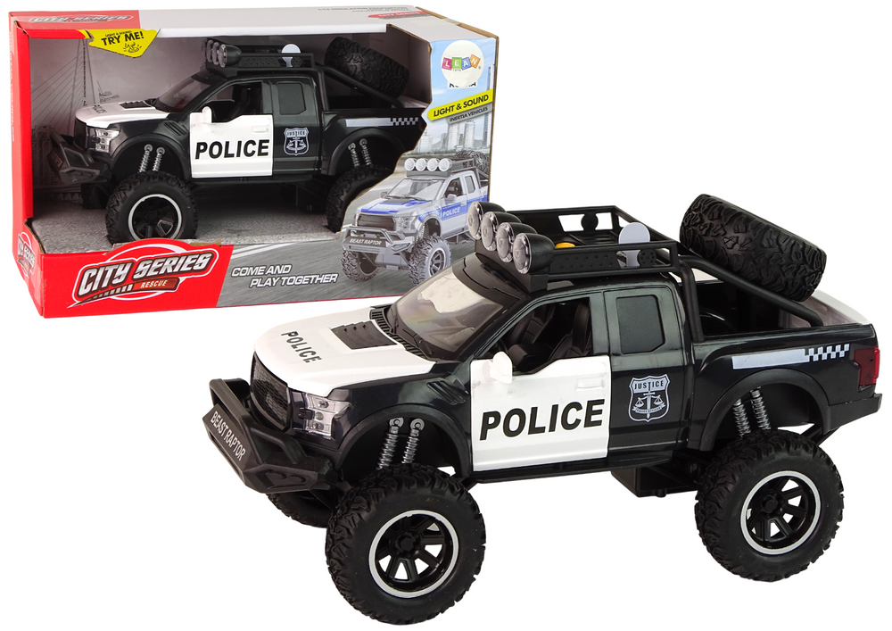 Policejní terénní auto Raptor – s otvíracími dveřmi | černé