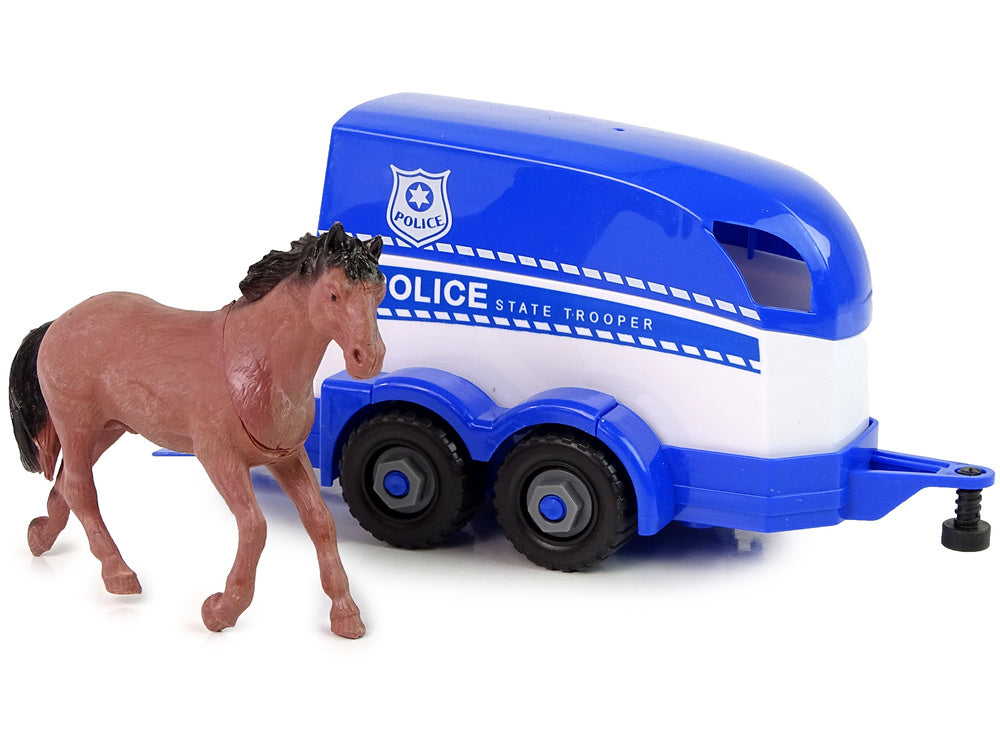 Policejní terénní auto s transportérem koní – DIY stavebnice