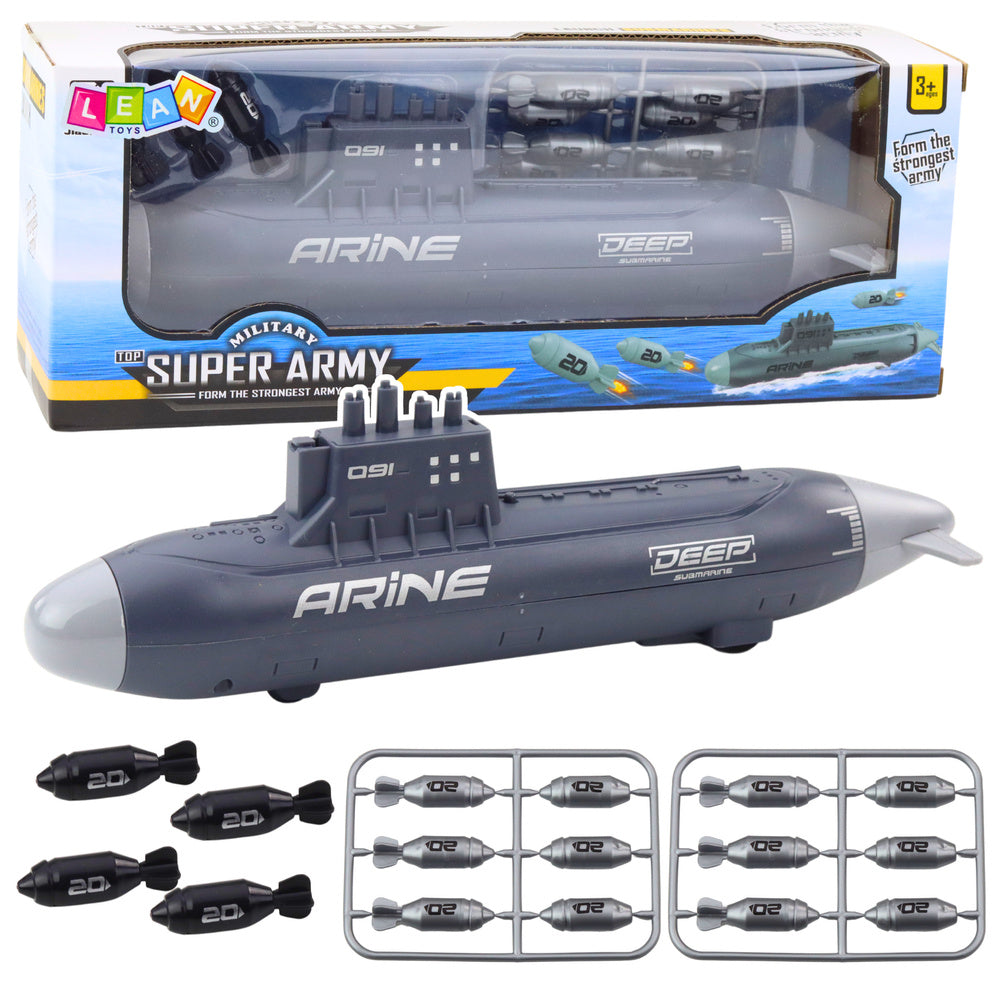 Ponorka s torpédy a friction pohonem 28cm tmavě šedá
