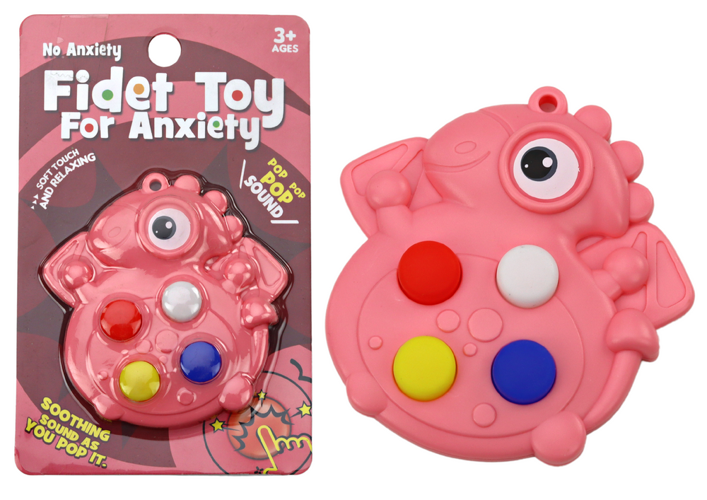 Pop It dinosaurus růžový – antistresová hračka s tlačítky