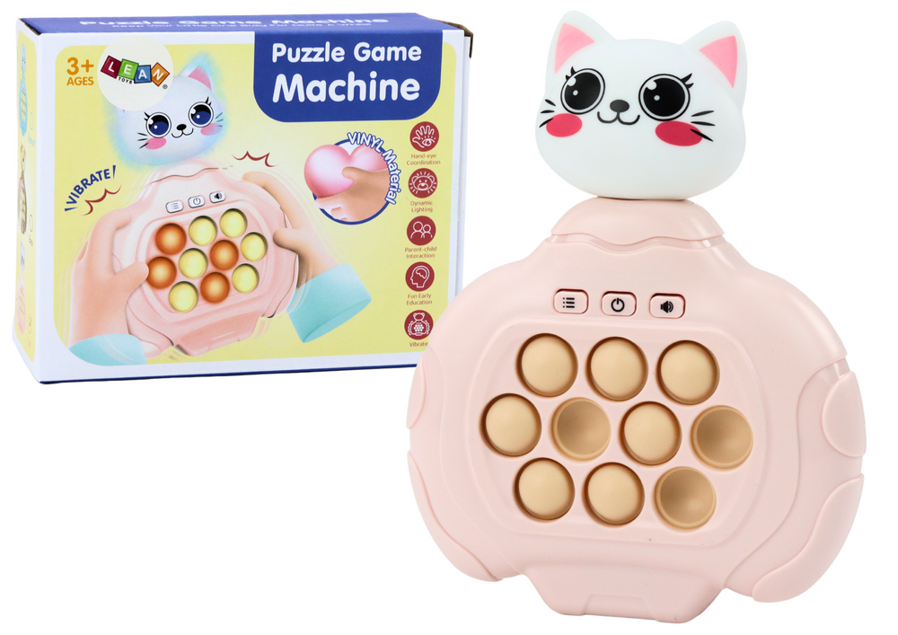 Pop It hra s kočičkou a vibracemi – zručnostní konzole růžová
