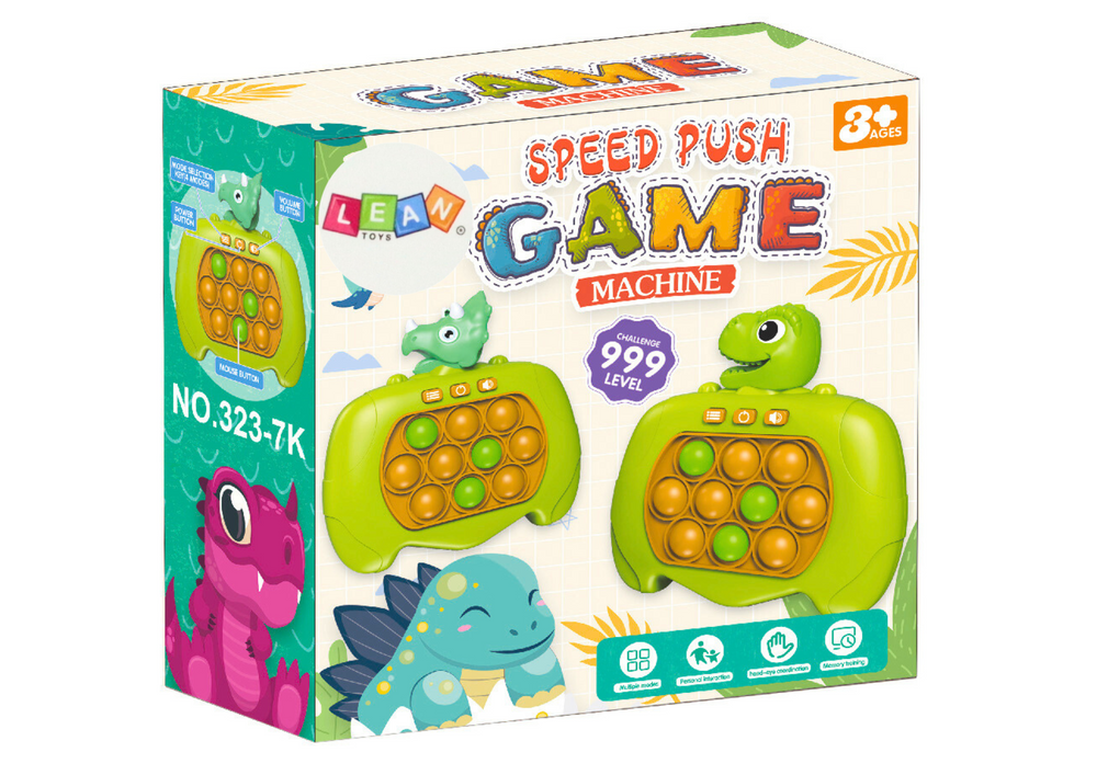 Pop It konzole Dinosaurus 999 úrovní se světelnými efekty zelená
