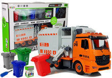 Popelářské auto DIY stavebnice se šroubovákem zvuky světly oranžové