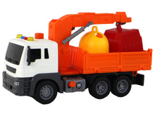 Popelářské auto s jeřábem 1:16 – třecí pohon se zvuky | oranžové