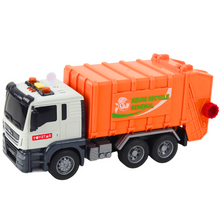 Popelářské auto s koši – světla zvuky oranžové 1:14