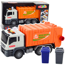 Popelářské auto s koši – světla zvuky oranžové 1:14