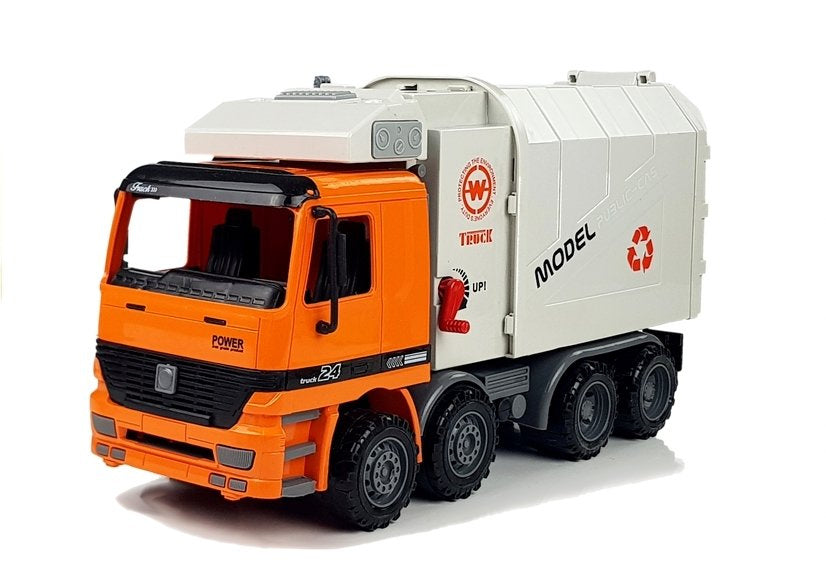 Popelářské auto s pohonem a kontejnerem oranžovo šedé